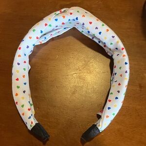 Kate Spade White Headband with Rainbow Colored Hearts